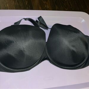 Cacique Black Satin Strapless Bra